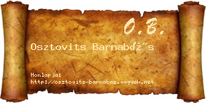 Osztovits Barnabás névjegykártya